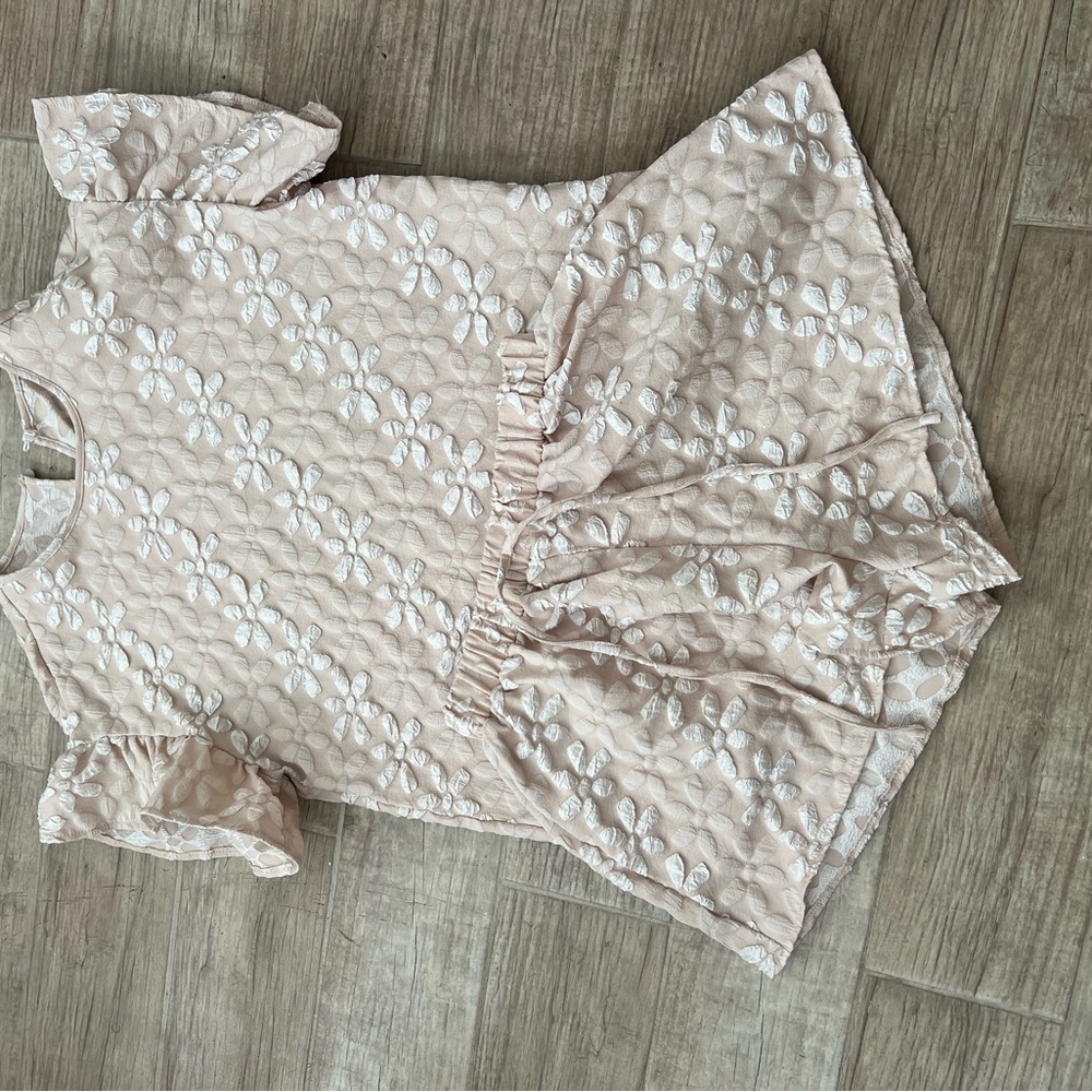 SHEIN Beige Floral Lace two piece L